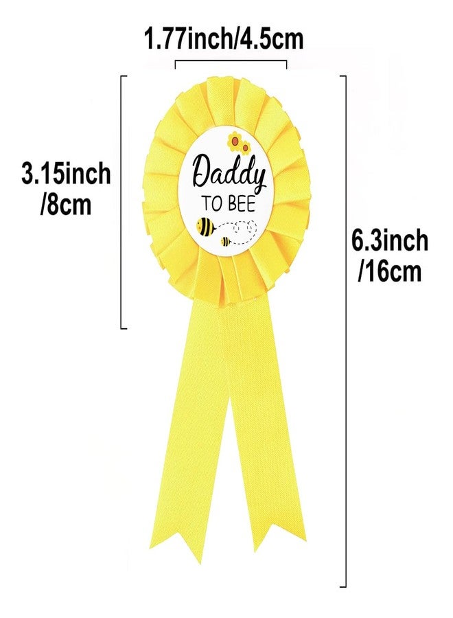 PATICARRY HAPPYLAND - Yellow Bee Baby Shower Mom to be & Daddy to be Tinplate Badge Pin - Gender Reveal Party Set Mommy to be & New Dad Gift Yellow Rosette Button for Baby boy Celebration - Image 2